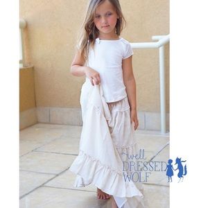 4T Well dressed wolf sandcastle maxi skirt and bow top
